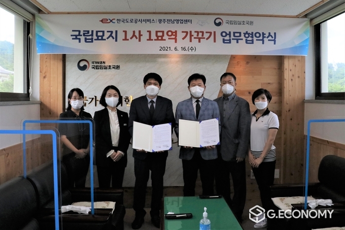 국립임실호국원은 16일 한국도로공사서비스 광주·전남영업센터와 국립묘지 1사 1묘역 가꾸기 업무협약’을 체결(사진=국립임실호국원)