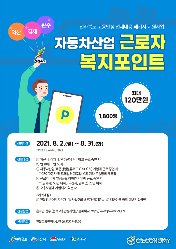 전북도, 자동차산업 근로자 복지포인트 최대 120만원 지원(포스터=전북도청)