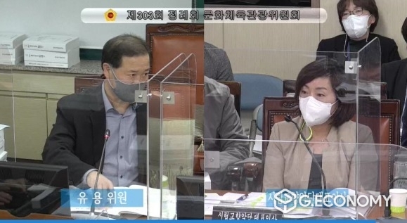 8일 제303회 서울시의회 정례회 문화체육관광위원회 서울시립교향악단 행정감사에서 유용 서울시의원이 발언하고 있다. (서울시의회 제공)