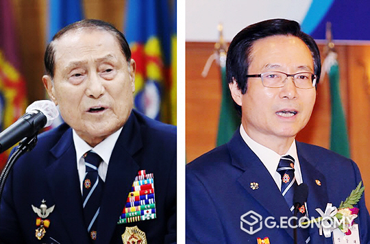 재향군인회 김진호회장(81세) 신상태전부회장(70세) 왼쪽부터