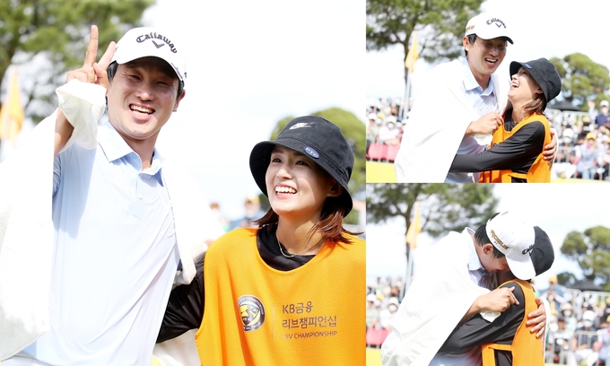 자고로 아내 말을 잘 들으랬다. 양지호와 아내의 모습, KPGA 제공