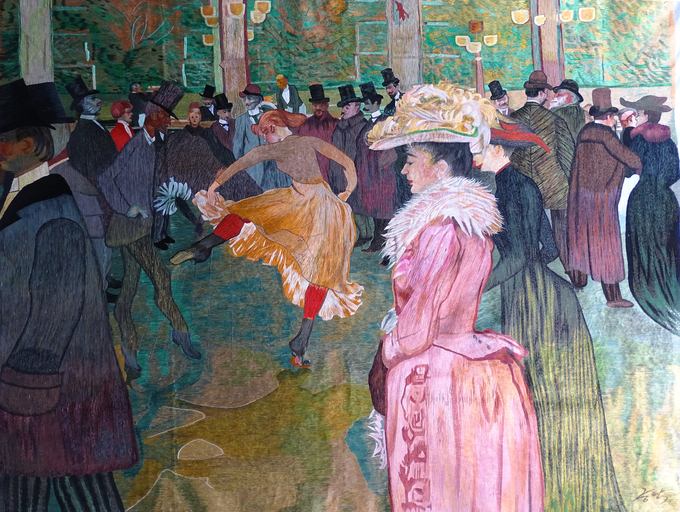 혼자수로 작업한 〈물랭루즈의 춤〉 로트레크 La danse au Moulin Rouge by Henri de Toulouse-Lautrec 1890 캔버스에 유채 116×150㎝ 필라델피아미술관