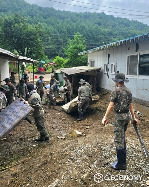 충남 호우 피해지역 군장병 투입 ’금산군 진산면‘