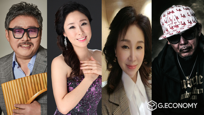 (좌)아티스트 김용남. 소프라노 손정윤, 가수 최지원. 가수 엄태산,
