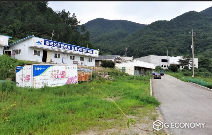 공주시 마곡사 인근 '마곡온천관광지 토지구획 정리사업조합' 현장