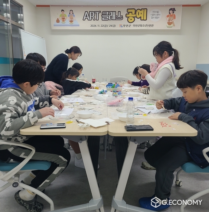  무안군청소년수련관에서 진행한 아트클래스 프로그램 운영 모습. 무안군 제공