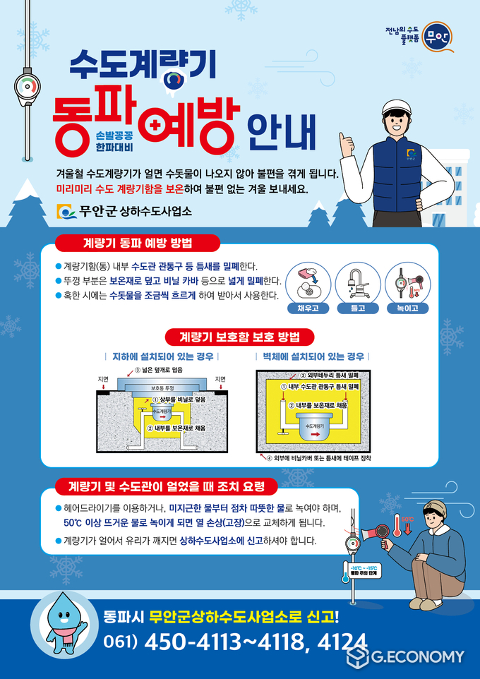 겨울철 수도계량기 동파 예방 안내 홍보 포스터. 무안군 제공