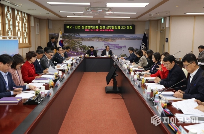 목포·신안 실무협의체 회의 진행 모습. 목포시 제공