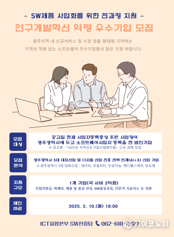 소프트웨어기업 모집 포스터. 광주광역시 제공