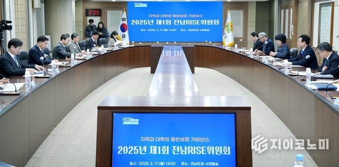 김영록 전라남도지사가 17일 도청 서재필실에서 열린 ‘2025년 제1회 전남 RISE위원회’를 주재하고 있다.전라남도 제공
