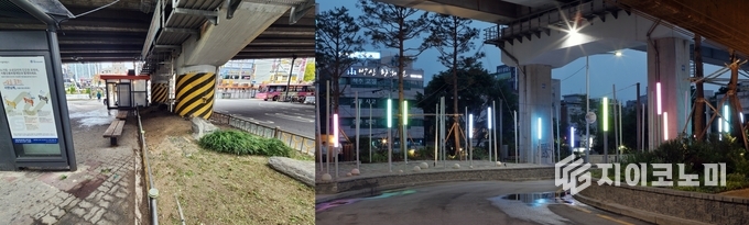 서울 성북구가 ‘정원화 사업’을 통해 어둡고 침침했던 석계역 고가 하부 공간을 시민의 쉼터 ‘매력가든’으로 변신시켰다. 