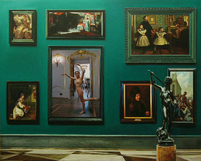 배준성, <em>The Costume of Painter - The Frames</em>, GN W 2, 130.3 × 162.2cm, 2013 – 고전과 현대가 교차하는 시선의 프레임. 더 트리니티 제공