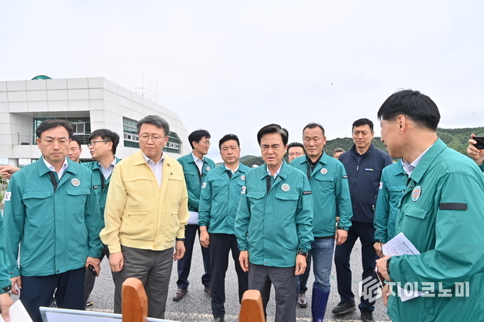 김태흠 지사, 당진·예산 호우 대응 현장 점검 ‘예당 저수지’