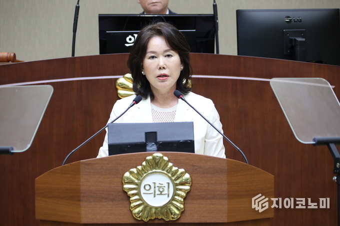 노광자 의원, 제307회 임시회 5분 자유발언 모습.