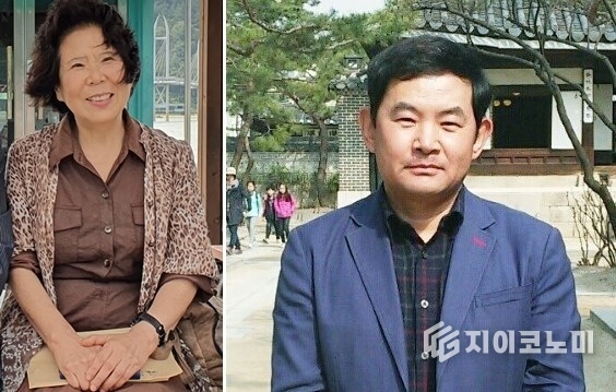 한국 현대시의 거장 김현구 시인의 문학적 유산을 기리기 위해 제정된 제6회 현구문학상 수상자로 (왼쪽부터)김옥애 동화작가와 박현덕 시인이 선정됐다. 강진군 제공