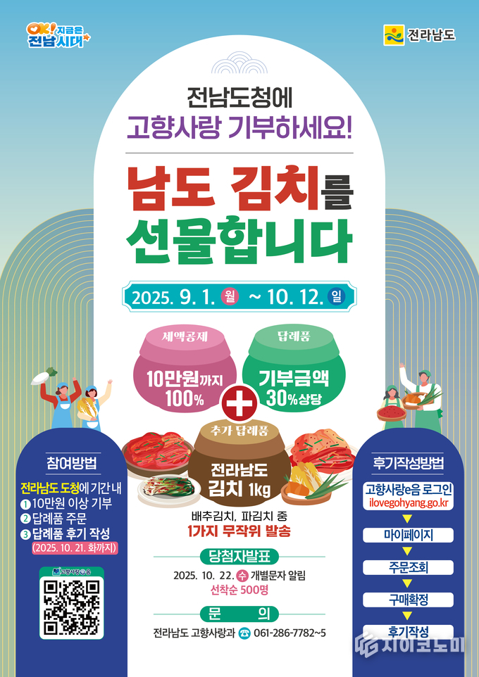 고향사랑기부제 김치 이벤트 홍보물. 전라남도 제공