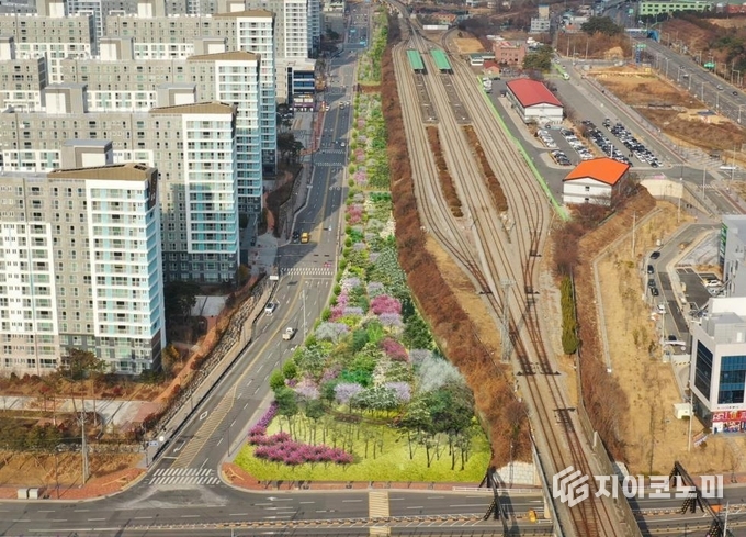 남구 효천지구 미세먼지 차단 숲. 남구청 제공
