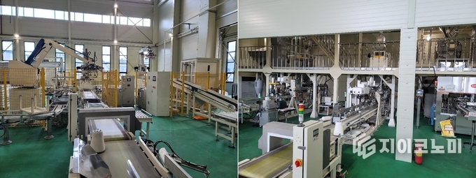 보성군농협 통합RPC 포장부 1·2라인. 첨단 설비가 구축돼 균일한 품질의 쌀을 위생적으로 포장할 수 있는 시스템이 완성됐다. 보성군 제공