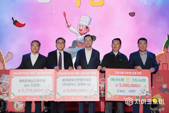 향우들과 기관의 따뜻한 나눔이 이어진 가운데, 고향사랑기부금과 장학기금 전달식이 열려 축제의 의미를 더했다. 해남군 제공