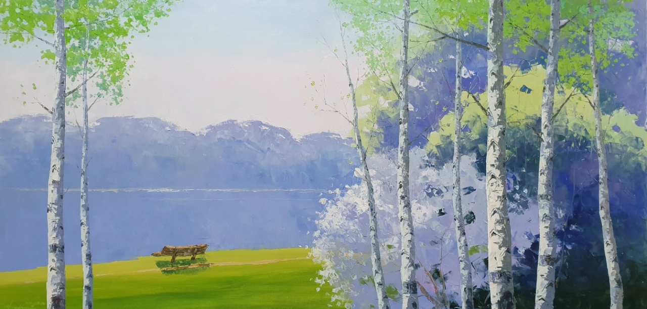 자작나무 풍경.(2019(122x61cm(oil on canvas)