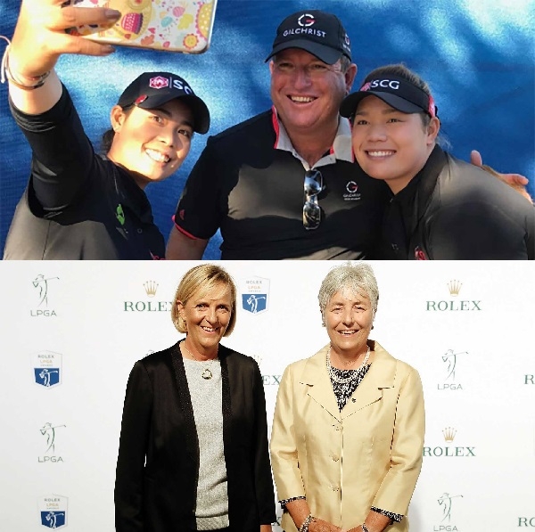 (위)스윙 코치 길크리스트와 주타누간 자매(아래)심리전문 상담팀 비전 54의 닐슨과 메이어트