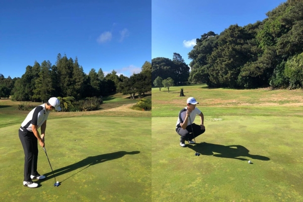 퍼트 연습을 하고 있는 한창원