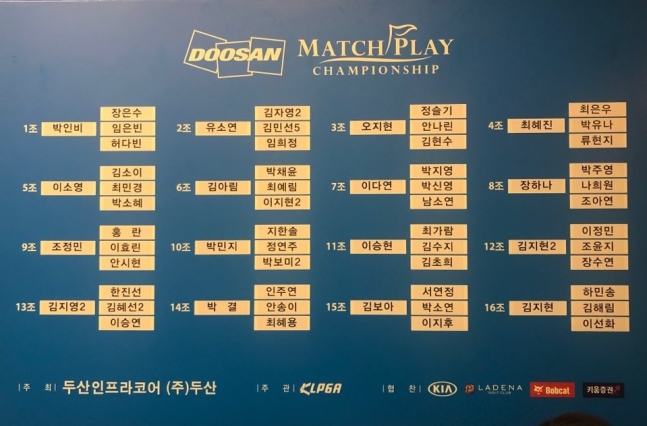 '2019 두산매치 플레이 챔피언십' 64강 조 편성표(사진 제공:KLPGA)