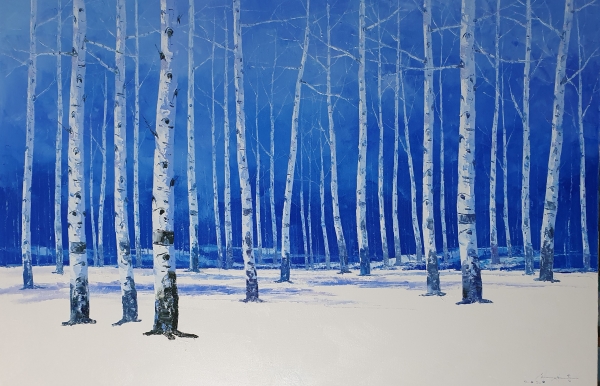 자작나무숲5(겨울3(90.9x65.2cm(2020 oil painting