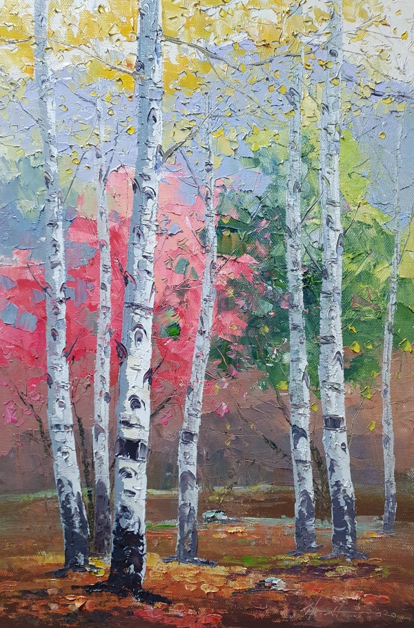 자작나무(40.9x27.3cm)oil painting -2020작품