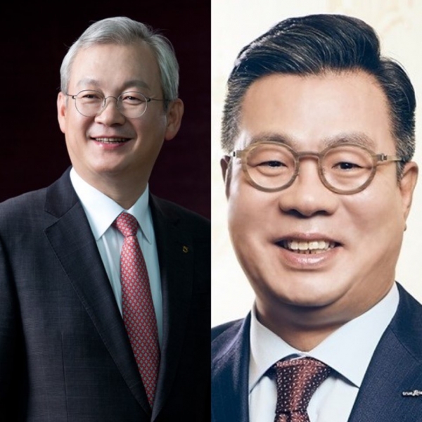 (좌)정영채 NH투자증권 대표이사, (우)정일문 한국투자증권 대표이사