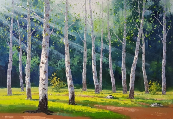 자작나무숲(72.7x50cm : oil on canvas(2019년 작품)