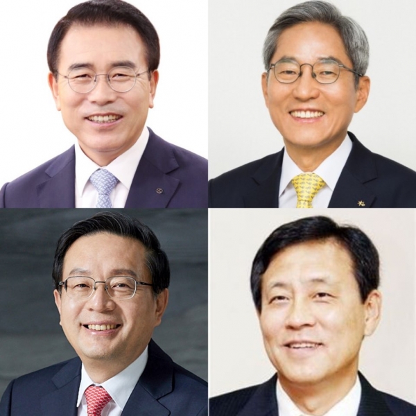 (왼쪽 상단부터 시계방향) 조용병 신한금융 회장, 윤종규 KB금융 회장, 김정태 하나금융 회장, 손태승 우리금융 회장