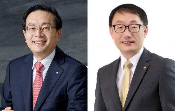 (우)손태승 우리금융그룹 회장, (좌)구현모 KT 대표